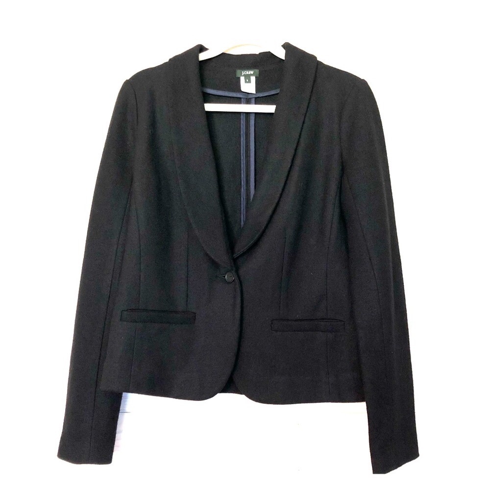 J. Crew Tuxedo Blazer in Black Wool